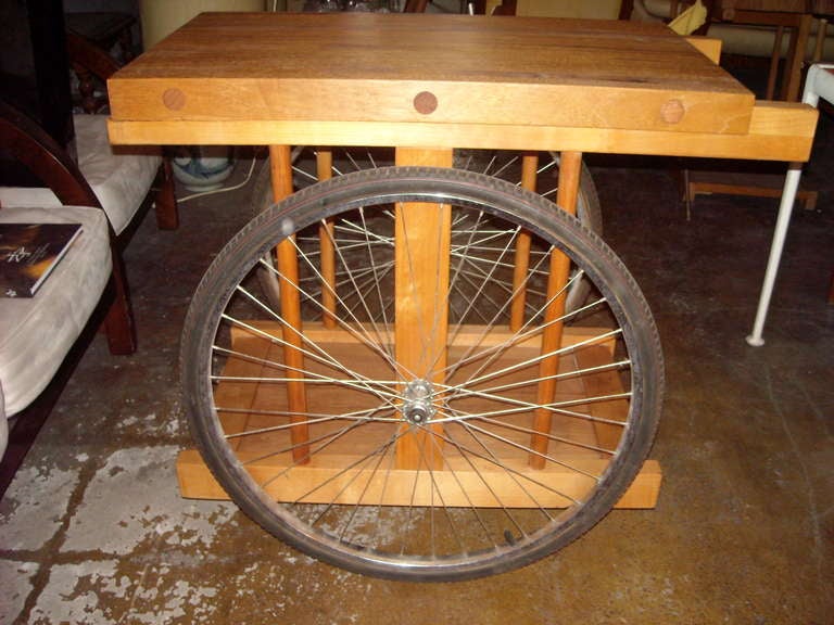 Mid-Century Modern B W Sanders Chopping /Bar Serving Cart on Wheels of California Design