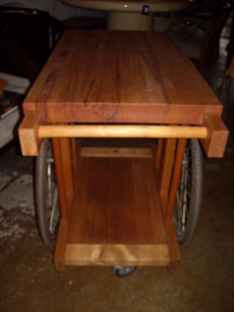Mid-20th Century B W Sanders Chopping /Bar Serving Cart on Wheels of California Design