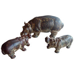 Knud Kyhn Hippopotamus Three Collection:: Royal Copenhagen Steinzeug Skulptur