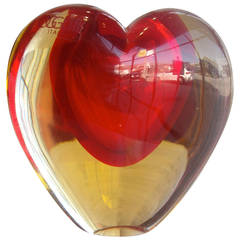 Vintage Oggetti Sommerso Murano Glass Heart Red Vase, Perfect Valentine's Day