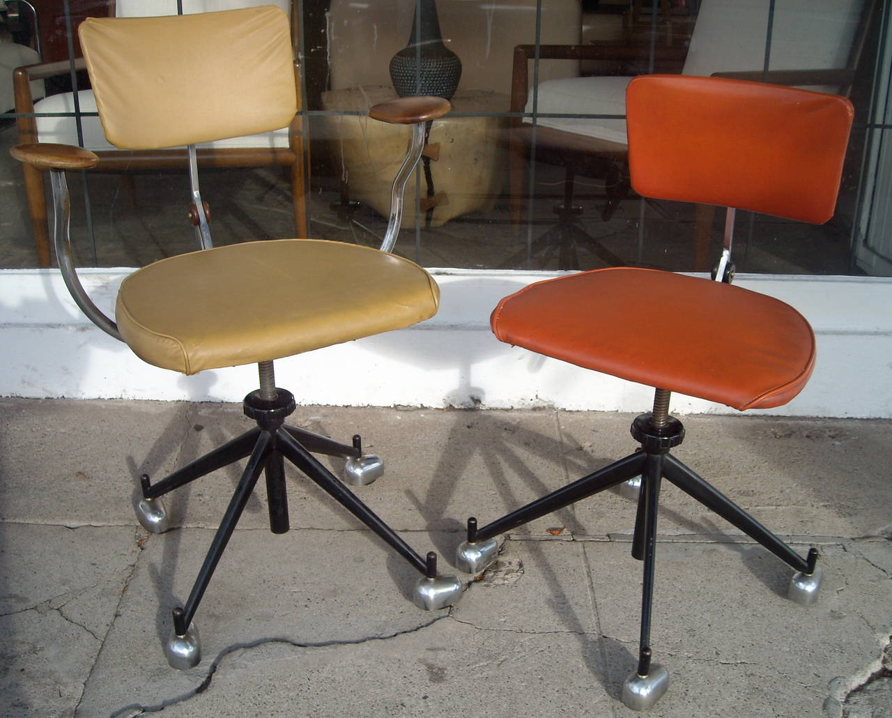 Mid-20th Century Jørgen Rasmussen Two Industrial Modern Kevi Office or Desk Chairs, Adjustable