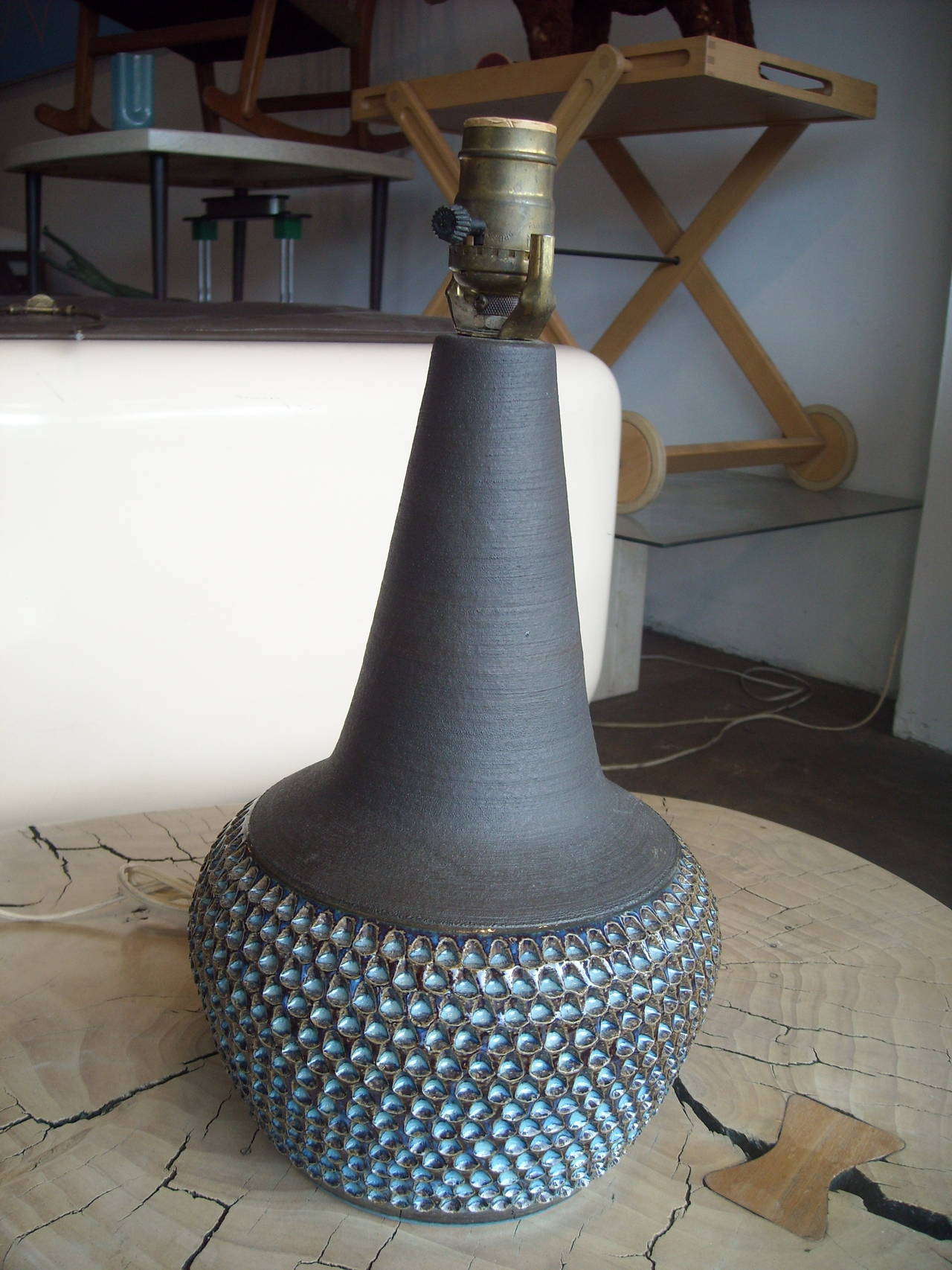 Einar Johansen Tall Ceramic Table Lamp for Soholm In Excellent Condition In Los Angeles, CA