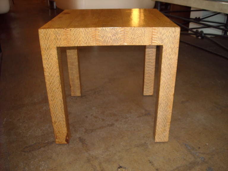 Faux Python Snakeskin Side/end Table in the style of Karl Springer. In Good Condition In Los Angeles, CA