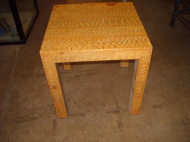 American Faux Python Snakeskin Side/end Table in the style of Karl Springer.