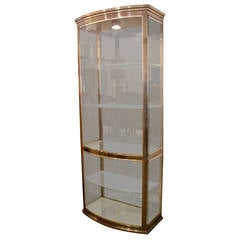 Stainless Brushed Vitrine Cabinet with Convex Glass and Mirrors