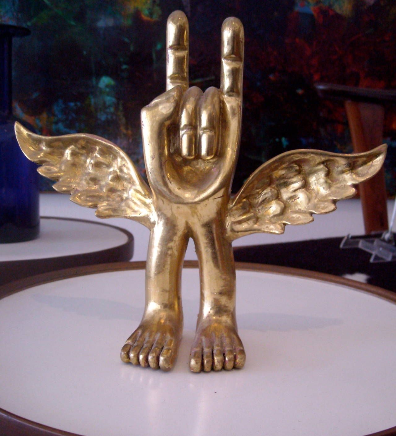 Pedro Friedeberg Hand, Foot, Fingers Giltwood Carving Sculpture In Excellent Condition In Los Angeles, CA