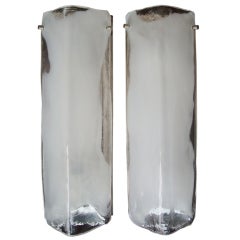 J T Kalmar pair of  glass "Ice " wall  sconces