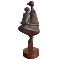 Ken Glenn Bronze Sculpture with Wood Base Signed, Dated 1968