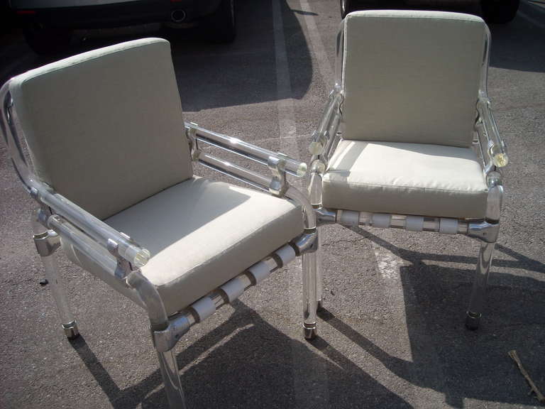 American Pair of Jeff Messerschmidt Lucite and Aluminum Armchairs, Signed/Dated