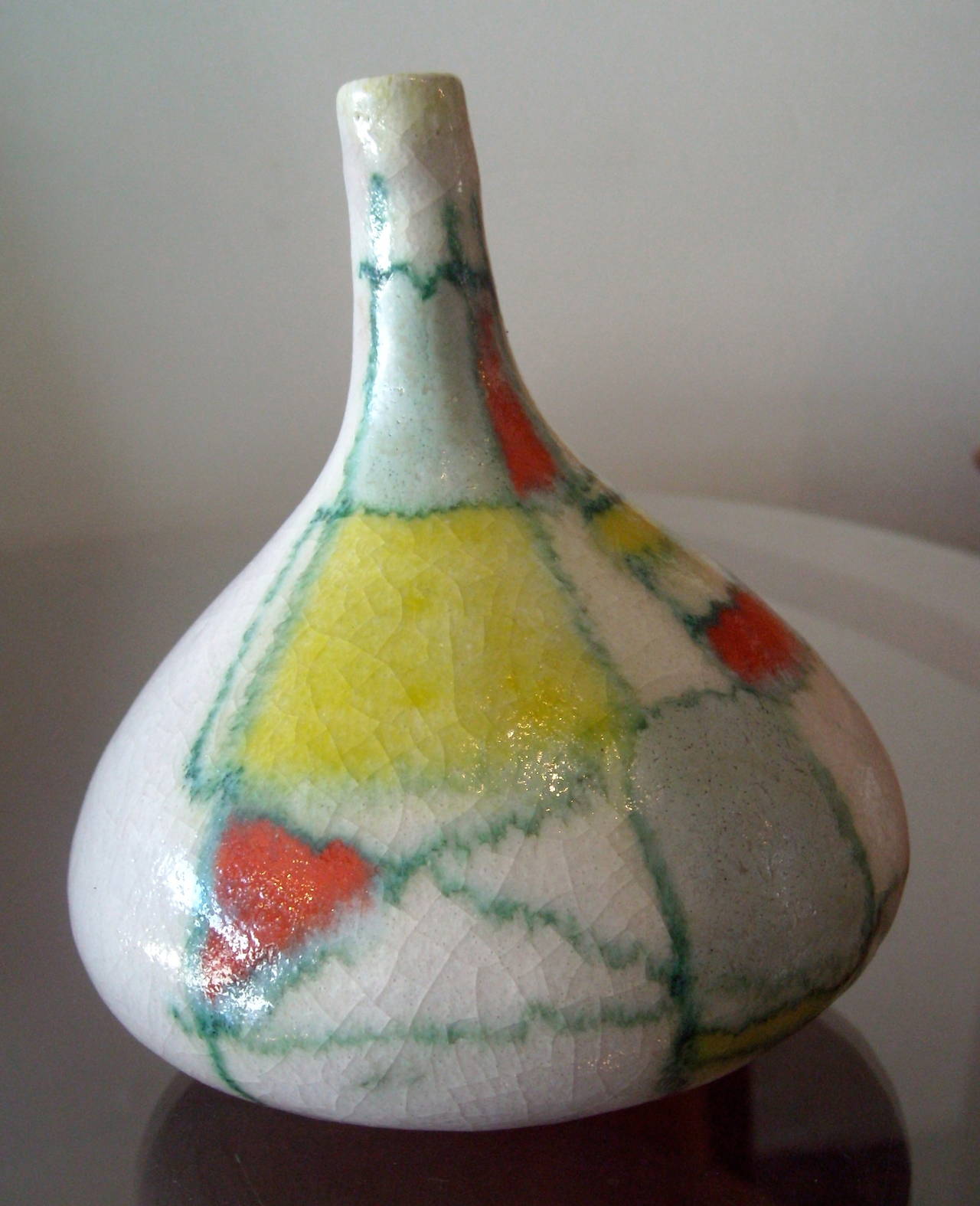 Mid-Century Modern Gambone Ceramic Vase with an Amazing Abstract Design, Signed