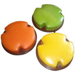 Retro Thomasville Adorable Stackable Foot Stools or Ottomans, Three Pieces 