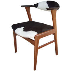 Erik Kirkegaard Rosewood and Cow Hide Pony Skin Desk or Side Chair
