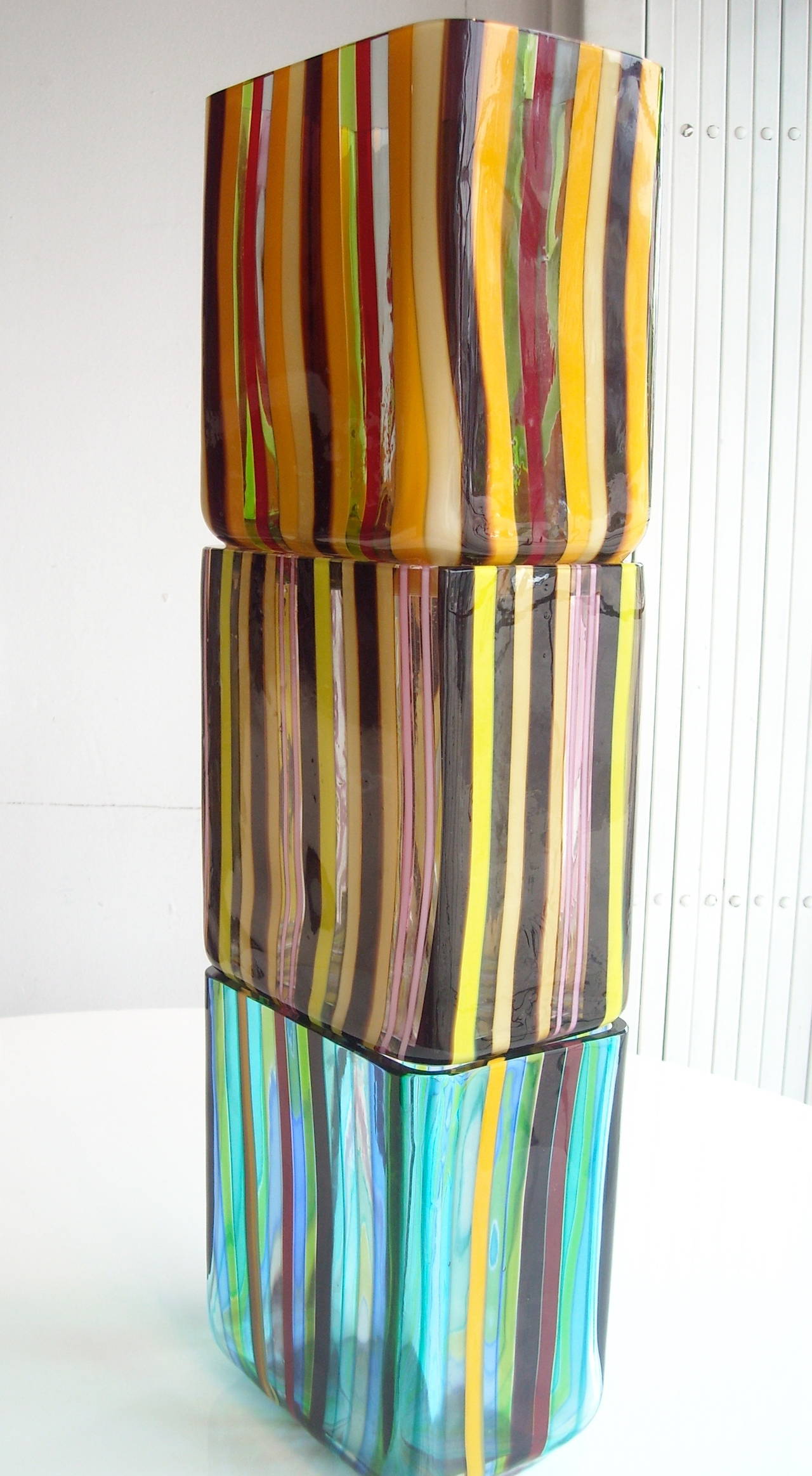 Post-Modern Johanna Grawunder Murano Stackables Three Vases for Salviati, Signed Dated