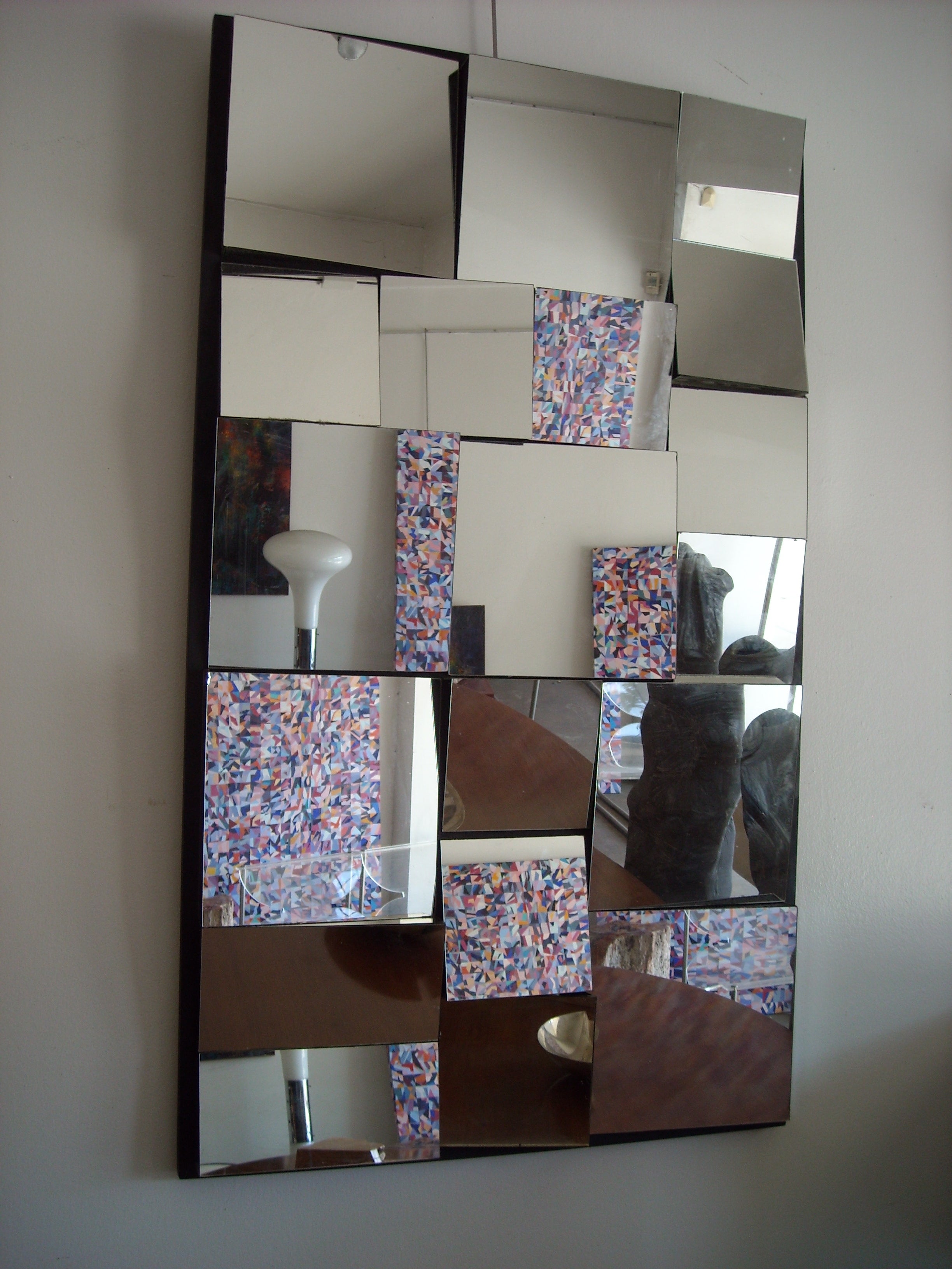 Vintage abstract, facetted, cubist wall mirror in style of Neal Small