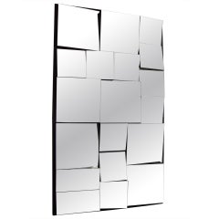 Vintage abstract, facetted, cubist wall mirror in style of Neal Small