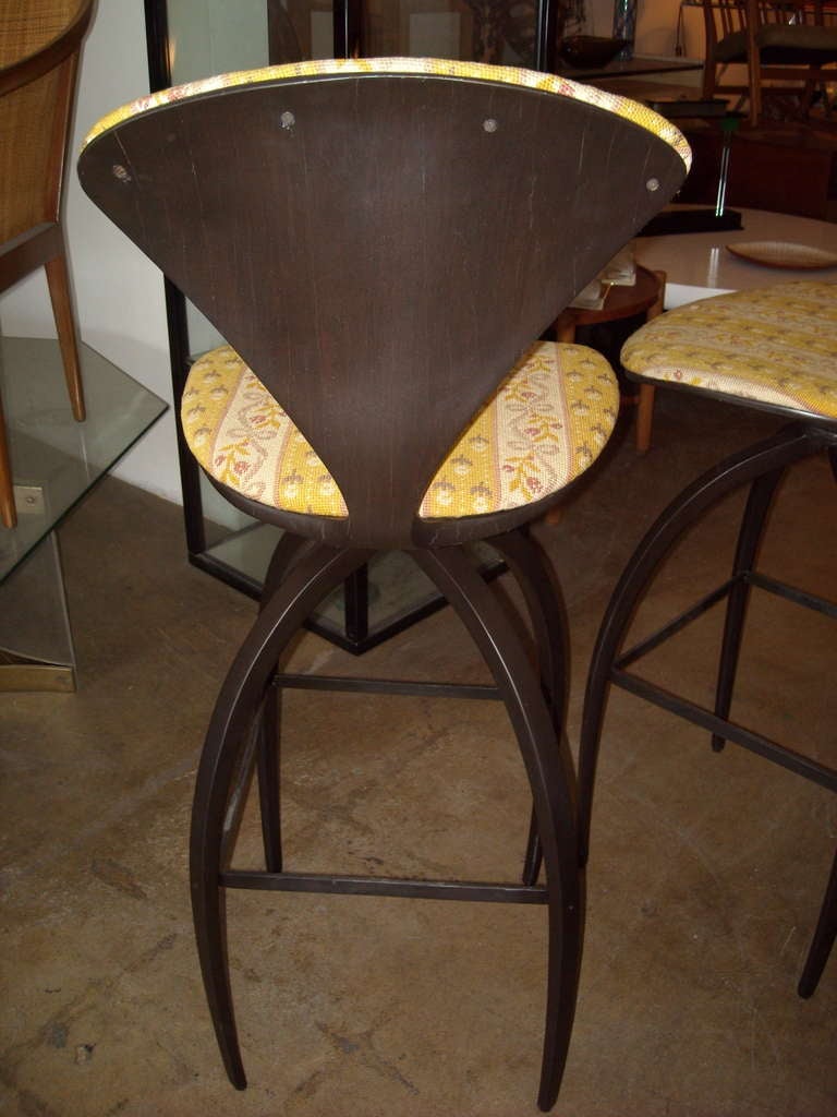 Mid-Century Modern Plycraft Pair of Early Bentwood Bar Stools Designed for Norman Cherner