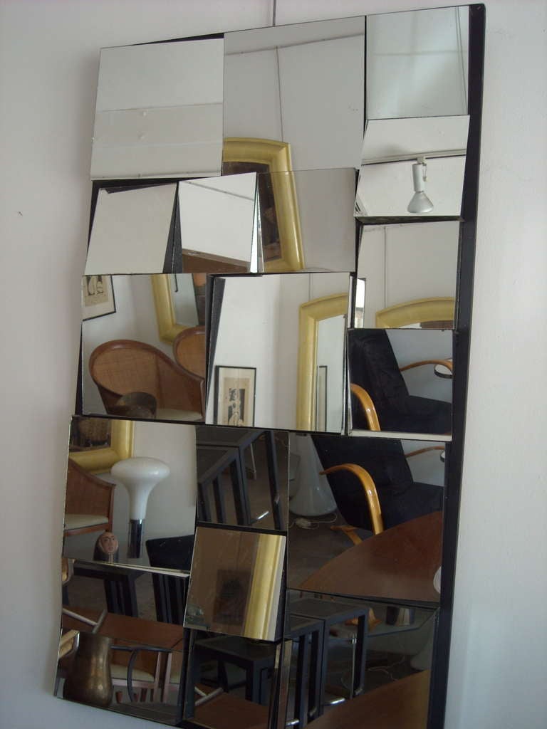 Mid-Century Modern Vintage abstract, facetted, cubist wall mirror in style of Neal Small