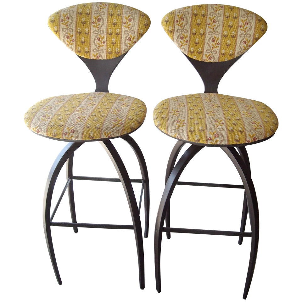 Plycraft Pair of Early Bentwood Bar Stools Designed for Norman Cherner