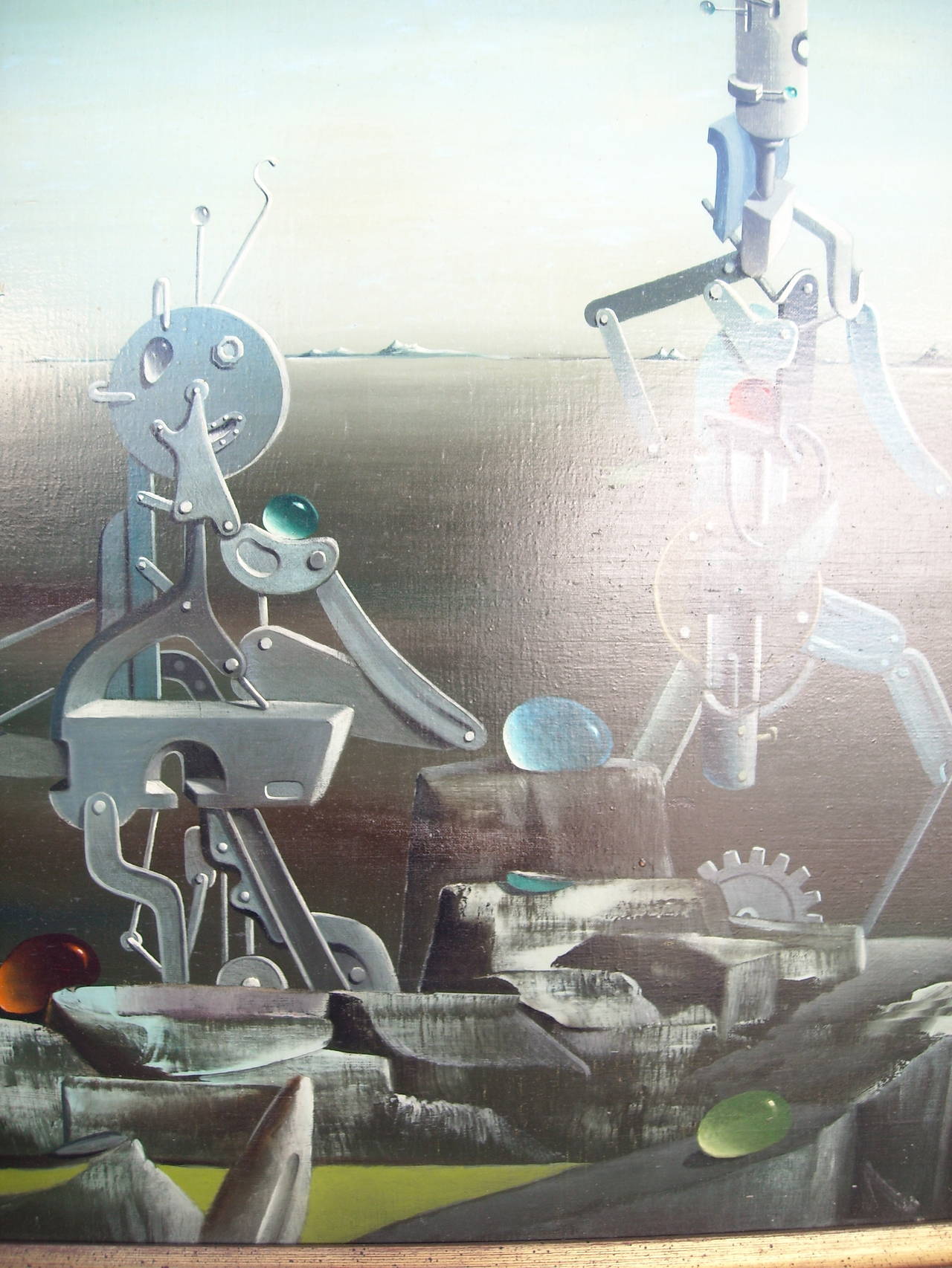 Spiro Oil Painting on Canvas, Dated, Signed, Surrealism, Daliesque Style at 1stDibs