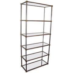 John Vesey in the Jansen Style Etagere in Satin Polished Aluminum and Brass