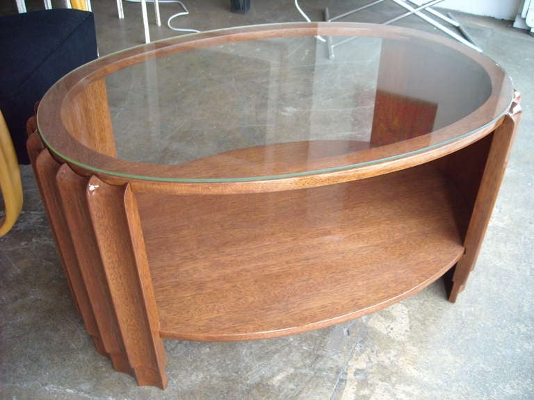 Traditional art deco table in style of Frankl / Rohde. Refinisher in glossy Walnut color.