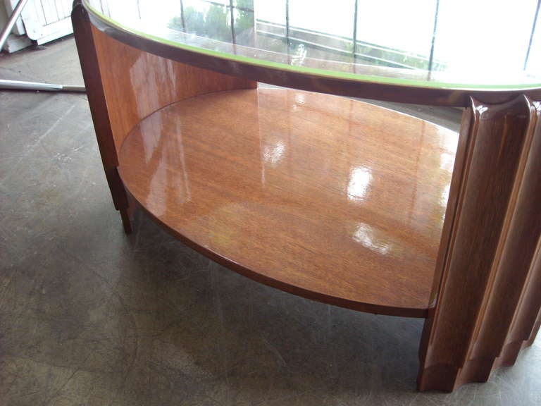 Mid-20th Century Rohde or Frankl Style Art Deco Coffee or Cocktail / Side Table with Glass Top
