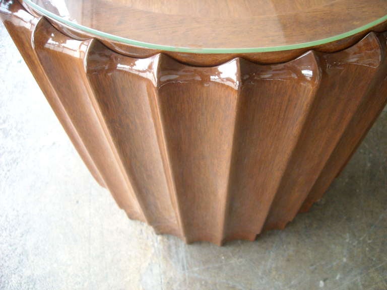Rohde or Frankl Style Art Deco Coffee or Cocktail / Side Table with Glass Top In Excellent Condition In Los Angeles, CA