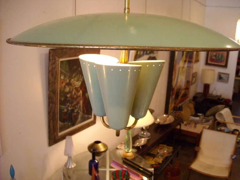 Mid-Century Modern Gill glass & fixture Co chandelier/pendant  in the style of Gino Sarfatti