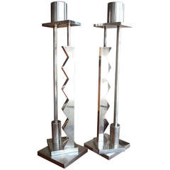 Ettore Sottsass silver plated candlesticks/candleholder for Swid Powell, signed