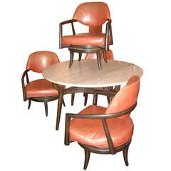 Monteverdi Young Dining Travertine Table Top and 4 Swivel Chairs