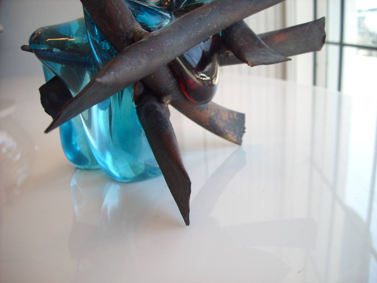 American Claire Falkenstein Sculpture, Copper and Venetian Glass, Fusion