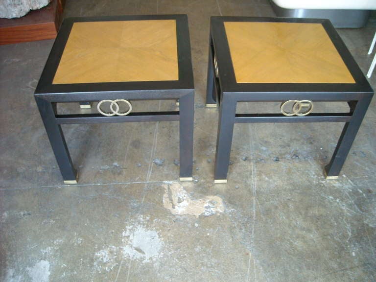 Nice two tone pair  side /end table designed for Michael Taylor.Metal Tag