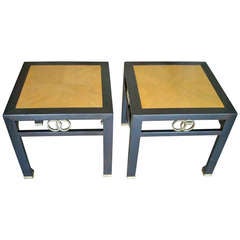 Michael Taylor, Pair Side/End Tables For Baker In Walnut Two Tone.