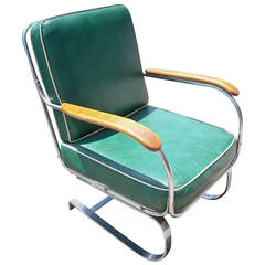 KEM Weber Chrome Art Deco Armchair "Springer Chair" for Lloyd Label