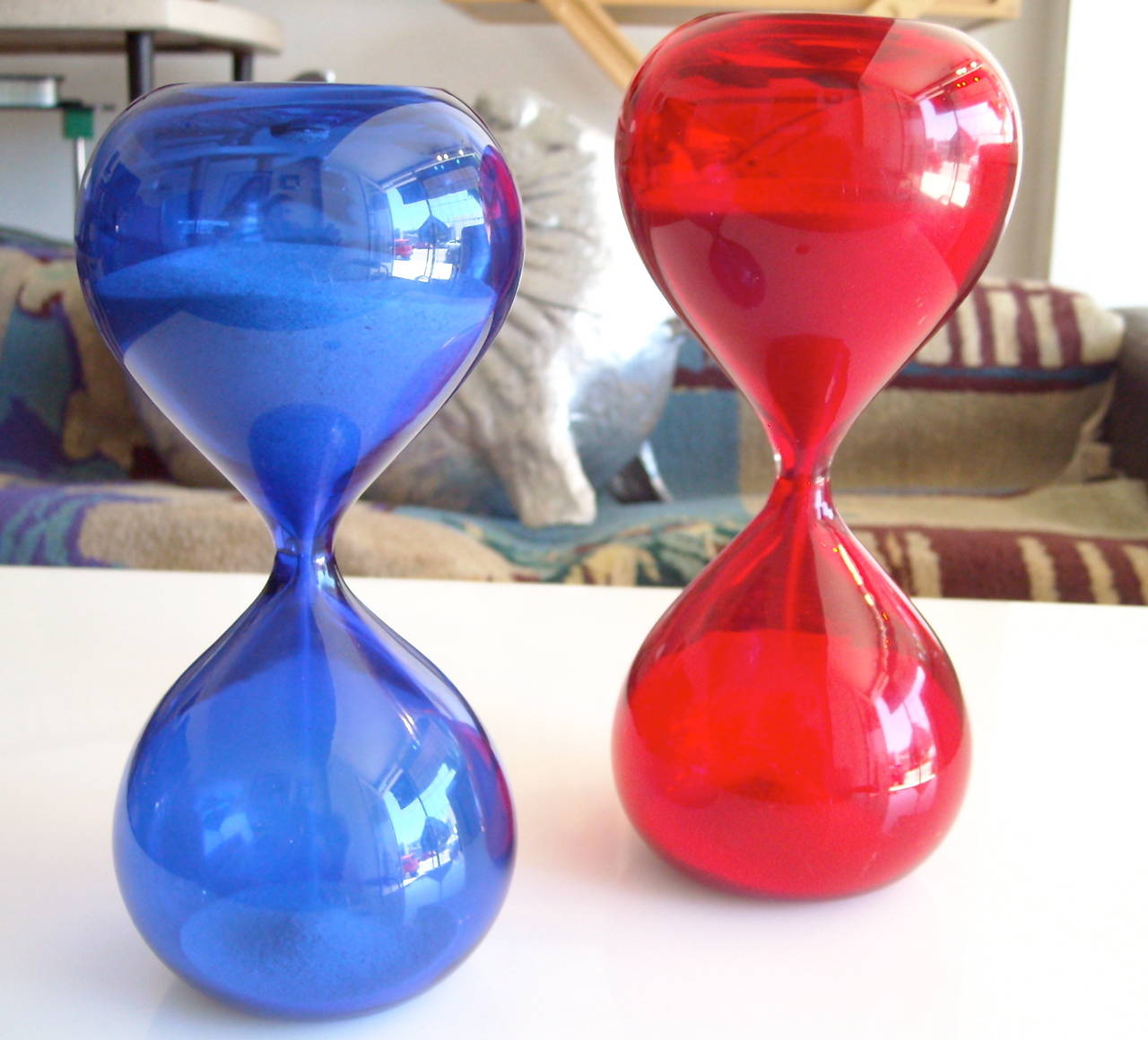 Mid-20th Century Paolo Venini for Venini Murano Glass Two Clessidre Hourglasses