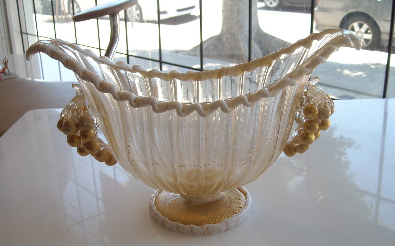 Mid-20th Century Ercole Barovier Murano Glass and Gold Centerpiece for Artistica Barovier For Sale