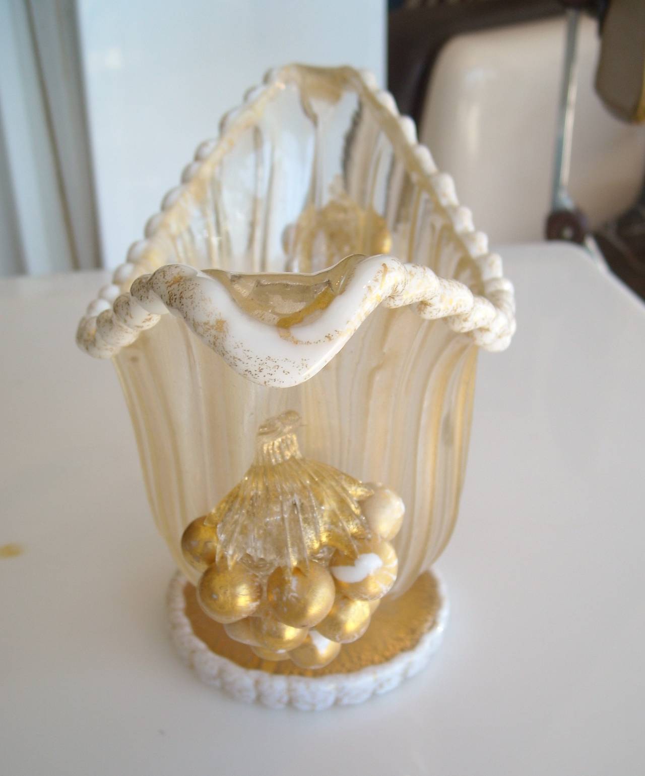 Hand-Crafted Ercole Barovier Murano Glass and Gold Centerpiece for Artistica Barovier For Sale