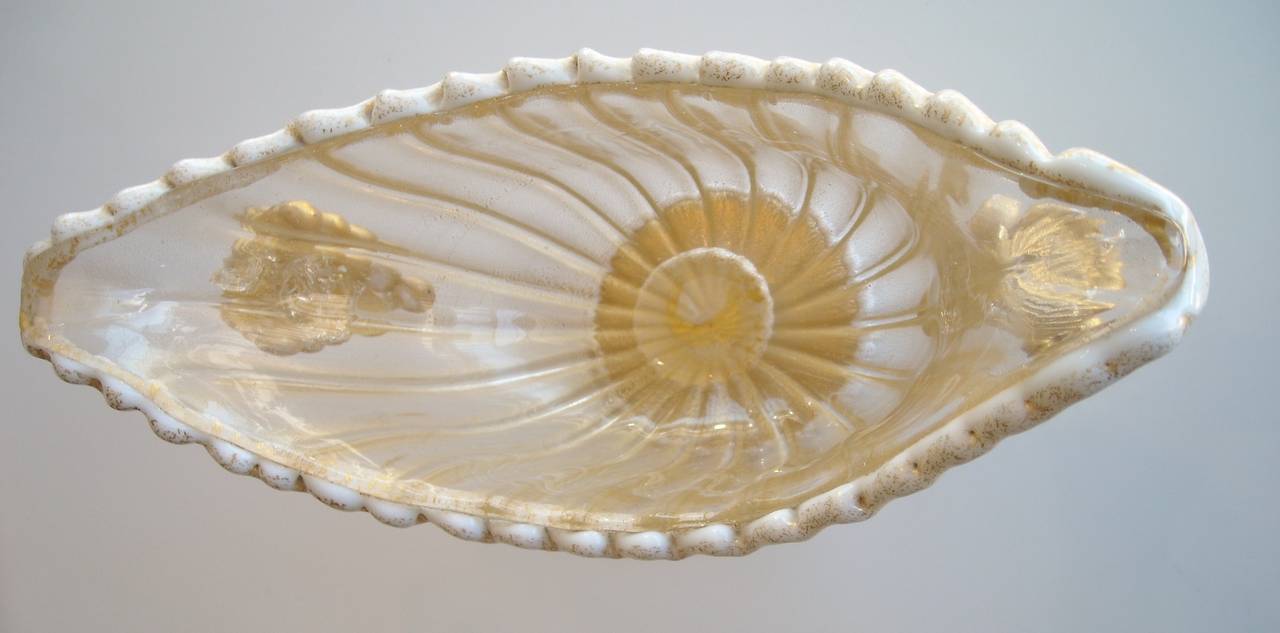 Italian Ercole Barovier Murano Glass and Gold Centerpiece for Artistica Barovier For Sale