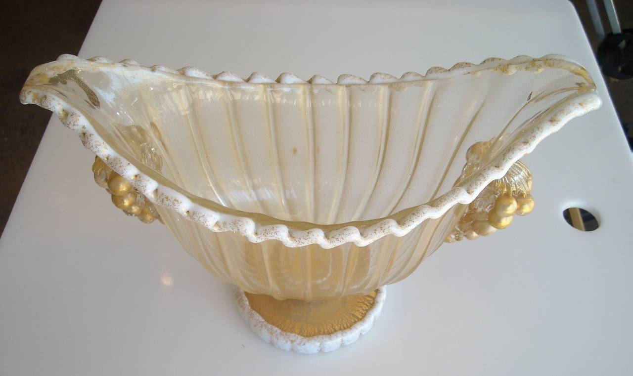 Ercole Barovier Murano Glass and Gold Centerpiece for Artistica Barovier In Good Condition For Sale In Los Angeles, CA