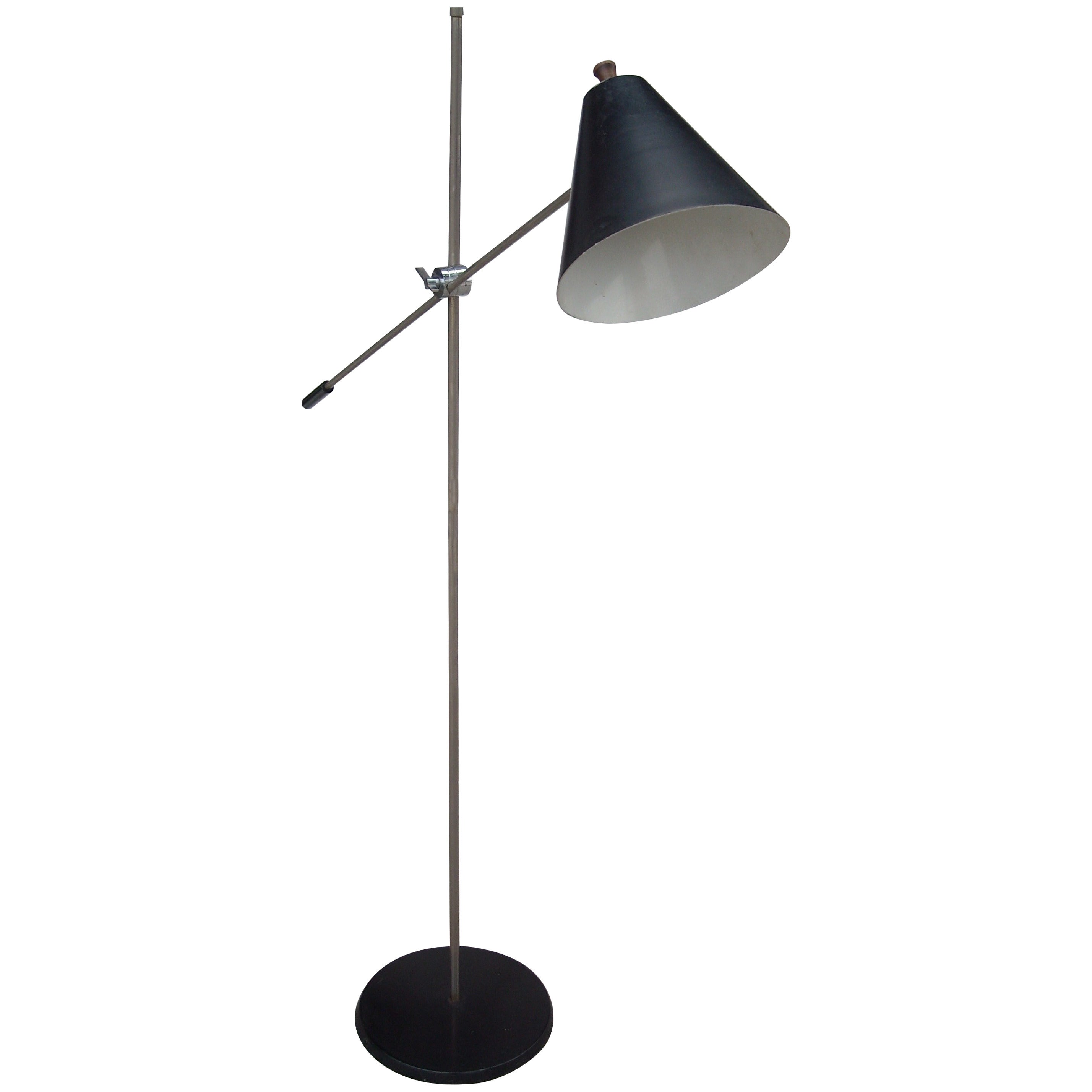 Gino Sarfatti Style Adjustable, Chrome/Paint Floor Lamp for Laurel Co Label