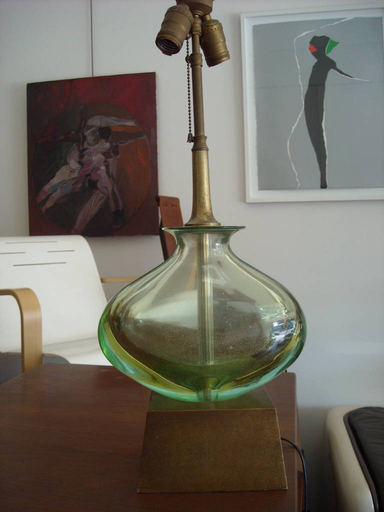 Italian Flavio Poli Sommerso Glass Murano Table Lamp for Seguso