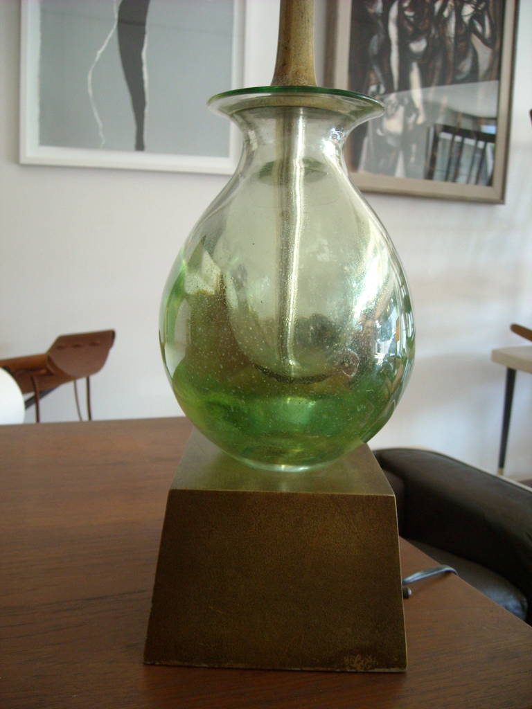 Mid-Century Modern Flavio Poli Sommerso Glass Murano Table Lamp for Seguso