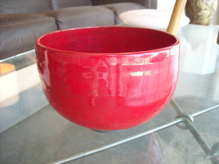Very nice and amazing color in this very traditional Andreson ceramic bowl.The bowl is signed ,dated 1953, and a clients name.