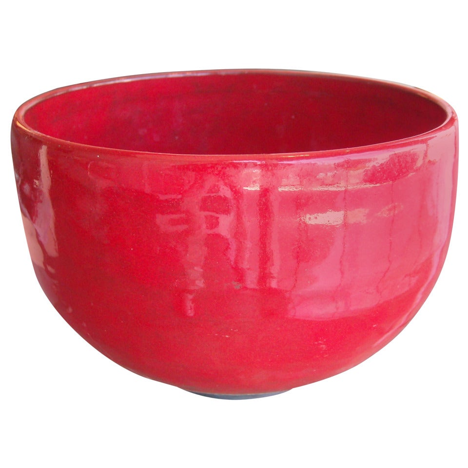 Laura Andreson red ceramic /pottery bowl , signed, dated.
