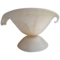 Laguna Gold Murano Glass Footed Vase, in the Style of Buzzi 12