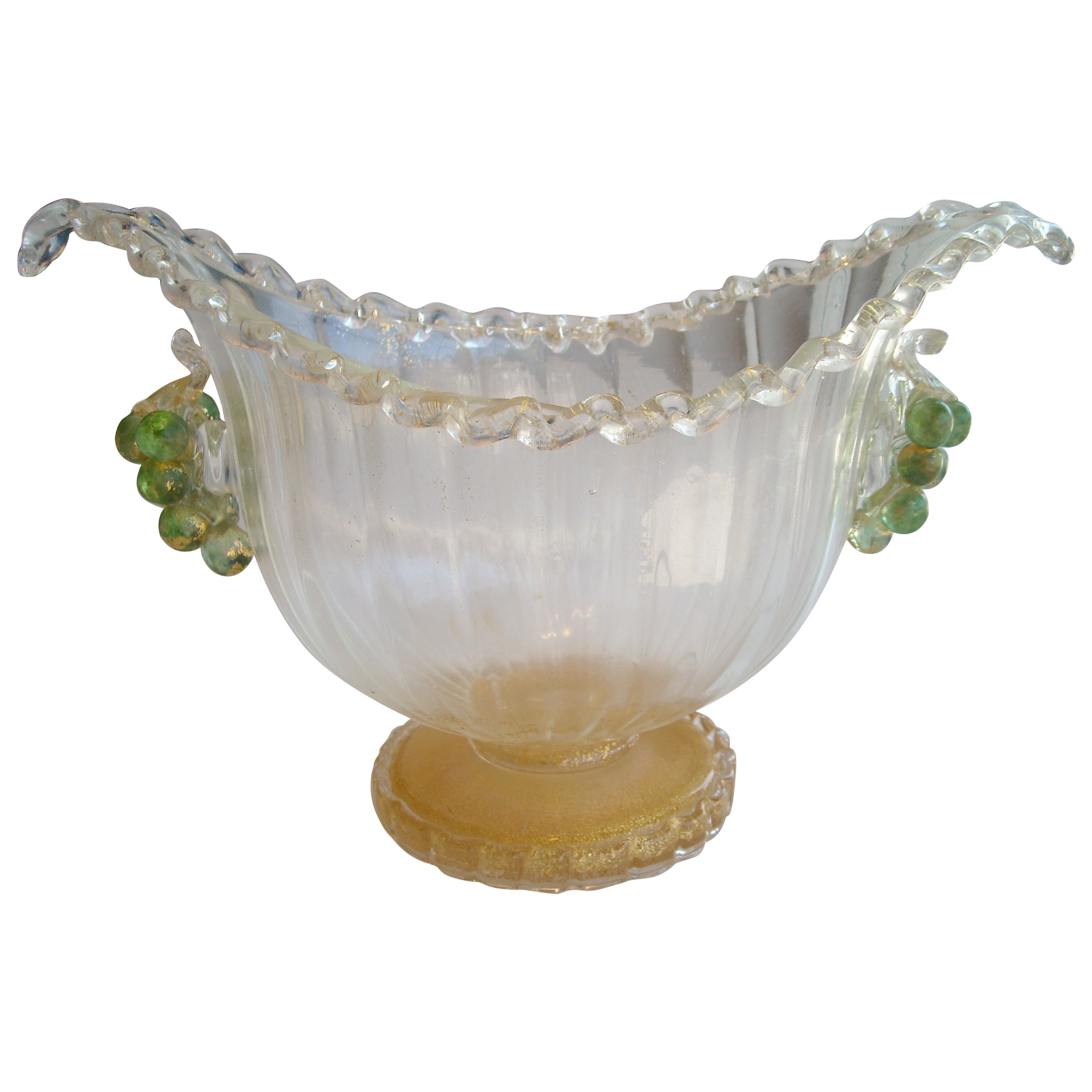 Ercole Barovier Murano Glass and Gold Centerpiece or Vase for Artistica Barovier