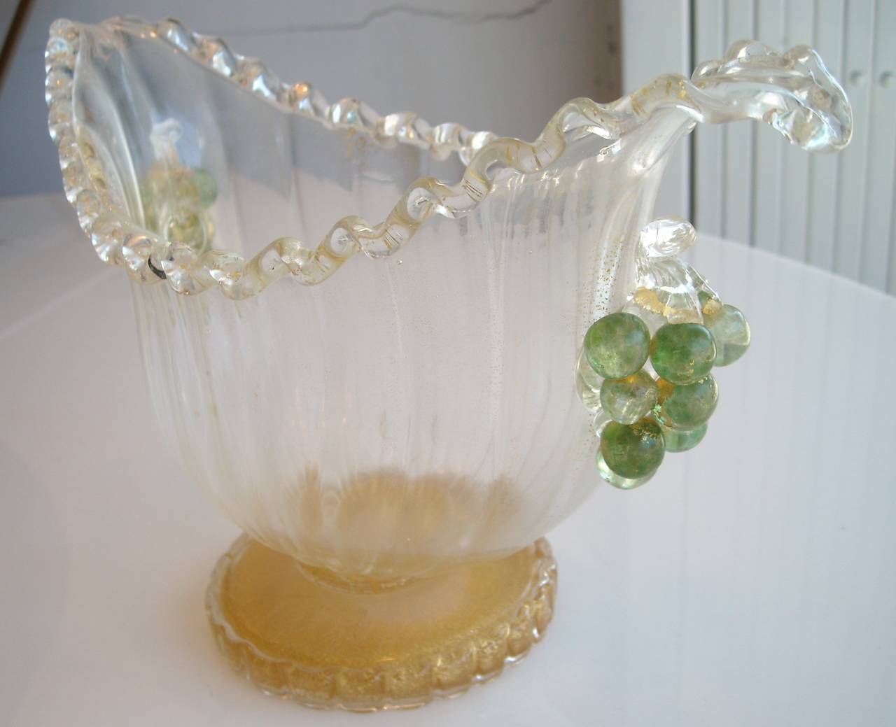 Hand-Crafted Ercole Barovier Murano Glass and Gold Centerpiece or Vase for Artistica Barovier