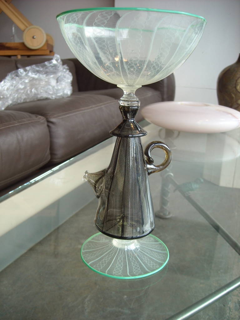 Richard Marquis studio glass goblet / sculpture signed dated.