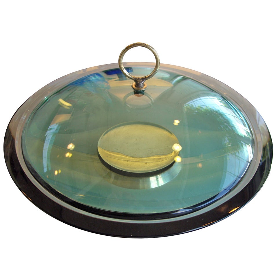 Fontana Arte Lidded Glass Bowl by Max Ingrand.Signed
