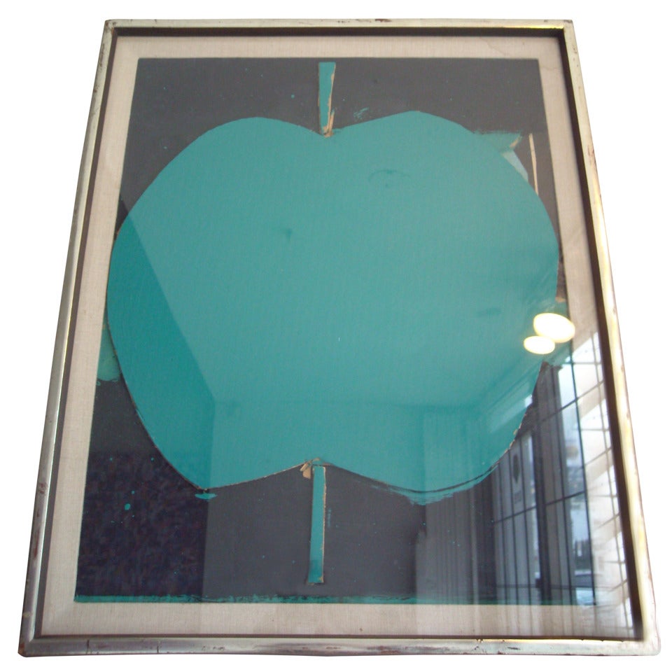 Emerson Woelffer Collage Painting "Apple" Titled "Green Mirror" Dated
